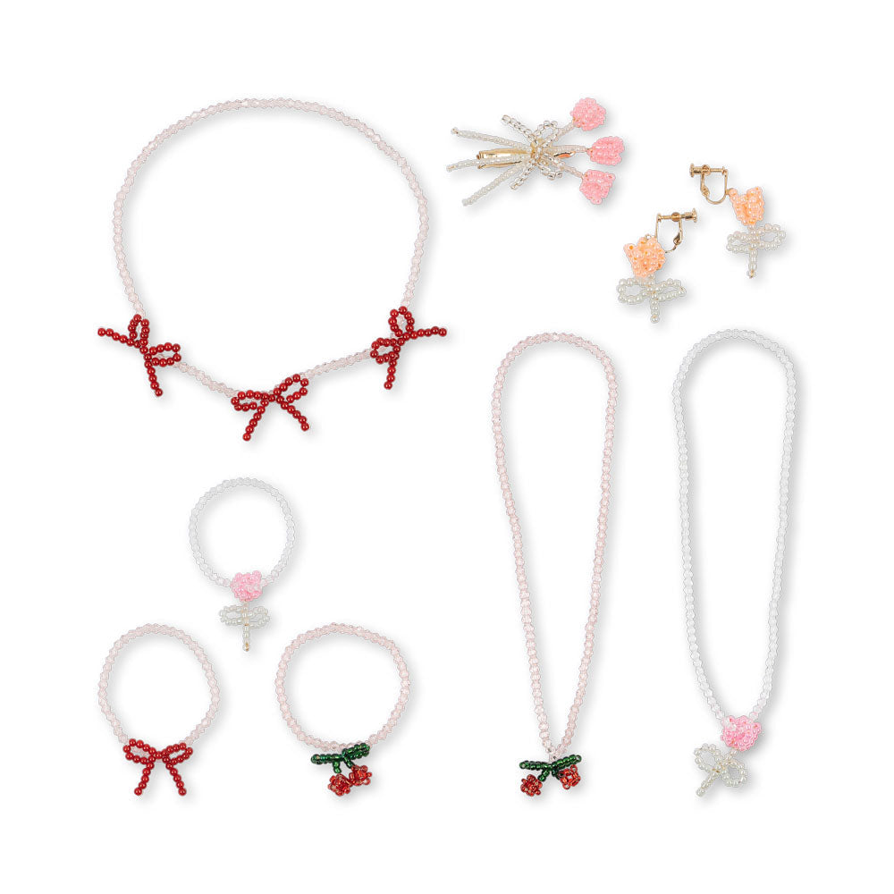 All I Wish For Velvet Cherry Jewellery Box + Beaded Set (Bottle Green)